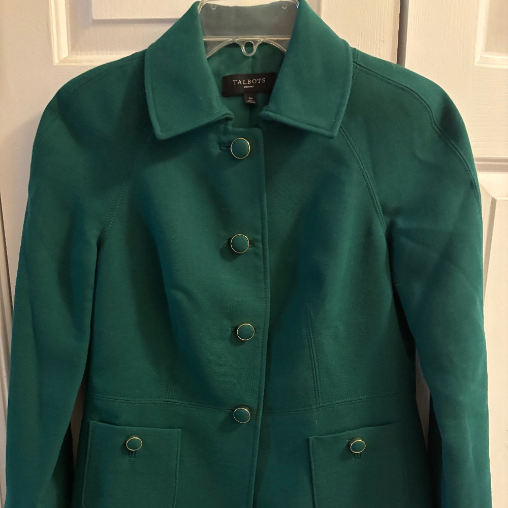 Deep Green Talbots Dress Jacket w/Pockets & Decorative Buttons Size 6P